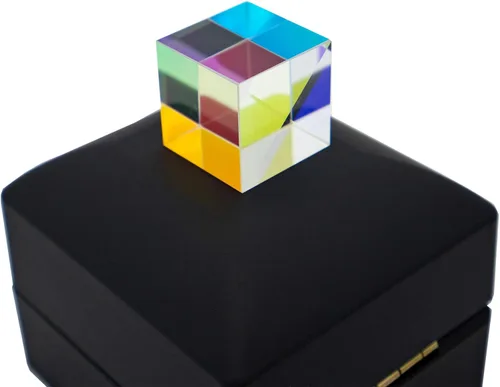 Vista 3 de Prisma X-Cube Dichroico RGB de Dispersión para Física y Decoración con Caja de Almacenamiento
