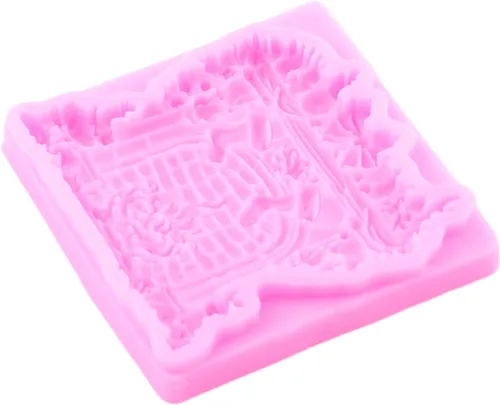 Vista 6 de Mujiang Moldes de silicona de muñeco de nieve de Navidad, molde 3D para castillo de Navidad, moldes de chimenea para decoración de pasteles
