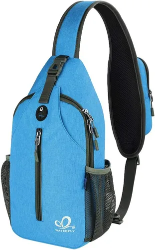 Vista 133 de Waterfly - Mochila cruzada tipo bandolera para viajes y caminatas, bolsa de pecho, Gris, talla única