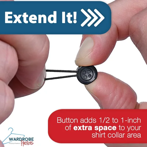 Vista 3 de Wardrobe Hackers Collar Extenders for Mens Shirts (Soft Elastic) Tight Neck Collar Relief - Expander Buttons for Dress Shirts