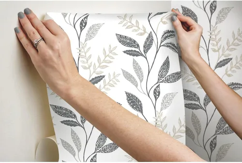 Vista 6 de Roommates RMK12178PLW - Papel tapiz para pelar y pegar, color blanco, color gris pardo