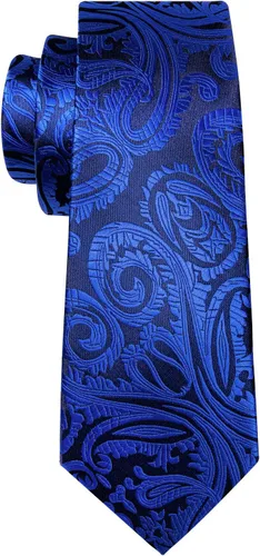 Vista 196 de Barry.Wang - Juego de corbata de seda para hombre, diseño de cachemira, pañuelo y gemelos de bolsillo