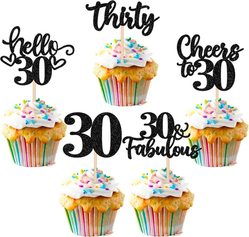 Vista 96 de 30 piezas de adornos para cupcakes de 12 cumpleaños feliz, brillantes doce, hola 12, felicitaciones a 12 años, adornos para cupcakes, 12
