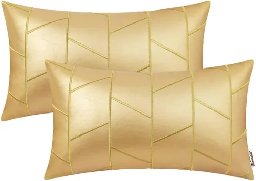 Vista 38 de BRAWARM Fundas de almohada de cuero 16 X 16 pulgadas, paquete de 2 fundas de almohada de cuero sintético negro, fundas de almohada decorativas