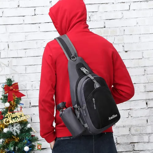Vista 7 de AmHoo Sling Backpack Chest Shoudler Crossbody Bag Water Resistant Hiking Daypack