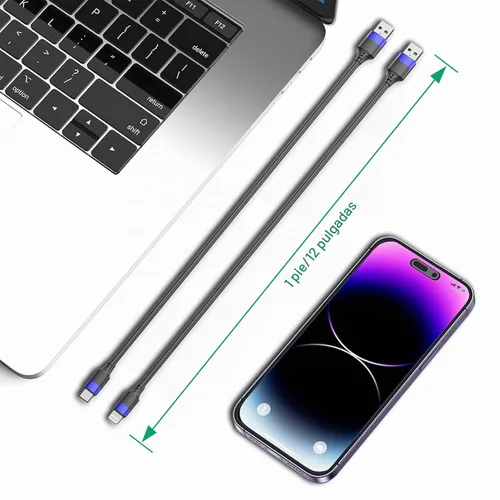Vista 6 de Cable de cargador corto para iPhone de 1 pie, paquete múltiple para iPhone 14 13 12, paquete de 10 unidades de cable USB A a USB C de 12 pulgadas