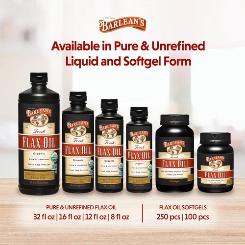 Vista 7 de Barlean's - Aceite de linaza orgánico líquido de semillas frescas de lino prensadas en frío, 7,640 mg ALA Omega 3 suplemento de ácidos grasos