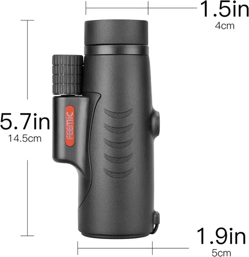 Vista 6 de FEEMIC Telescopio monocular de alta potencia con visión de de 8x y diámetro del objetivo de 1.65 pulgadas (42 mm) compacto portátil impermeable a