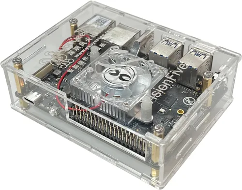 Vista 2 de WayPonDEV Funda acrílica para computadora VisionFive2 RISC-V Linux de una sola placa (con disipador de calor)