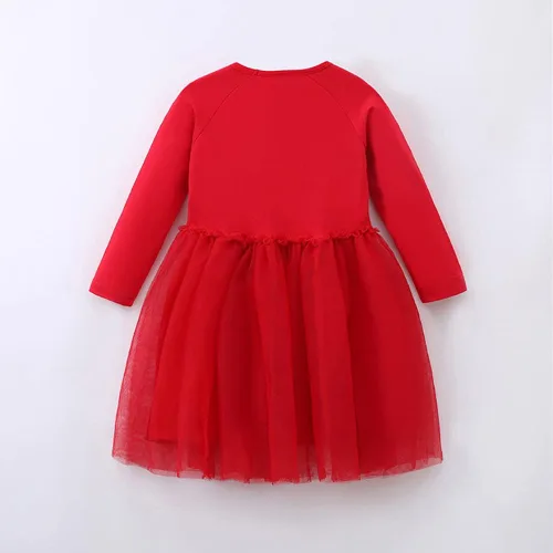 Vista 3 de Vestido de fiesta de cumpleaños de princesa de manga larga con estampado de unicornio, reno y arco iris, ropa de invierno y otoño