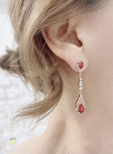 Vista 5 de Cconcept8 - Aretes largos hipoalergénicos y sin Nikel con zircornia, poste de plata de ley 925 para wamen