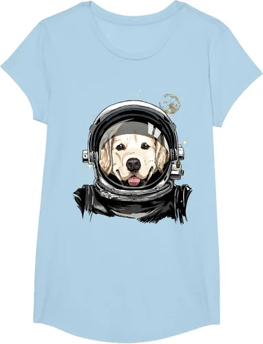 Vista 15 de Camiseta para amantes de los perros de los astronautas del espacio exterior Golden Retriever Lover, Negro