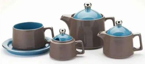 Vista 3 de Juego de té clásico de café y té, lunares rojos