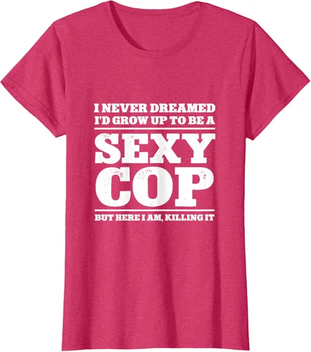 Vista 9 de I never dreamed to ID grow up to be a sexy poli polisman tee T-Shirt Negro