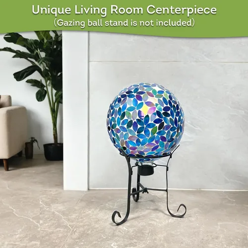 Vista 5 de Lily's Home Colorida bola de vidrio de mosaico, diseñada con un impresionante patrón de mosaico holográfico de pétalos para traer color a cualquier