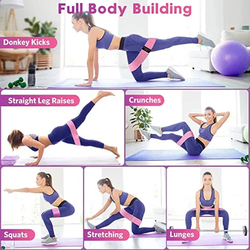 Vista 4 de NC Banda De Fitness Elástica, Banda De Resistencia De Gimnasio, Expansor De Cadera, Banda De Goma De Yoga Antideslizante, Anillo De Entrenamiento