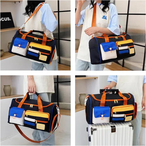 Vista 116 de Pequeña bolsa de gimnasio para mujer, bolsa de viaje con compartimento para zapatos