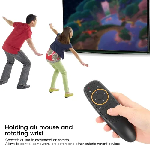 Vista 2 de Control remoto por voz, mouse de aire 2.4G, mini teclado con giroscopio, Plug and Play, receptor USB, para computadora, proyectores, cajas de TV