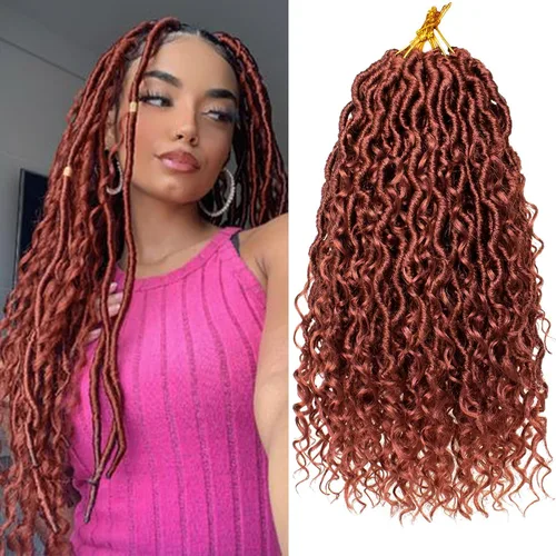 Vista 30 de Goddess Locs - 8 paquetes de cabello de ganchillo Goddess Locs de 10 pulgadas, pelo corto de imitación de ganchillo con rizos pre-enrollados