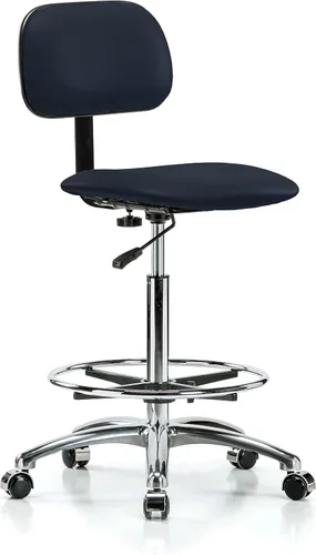 Vista 29 de Perch - Silla de laboratorio cromada con respaldo ajustable, altura del escritorio de 17 a 22 pulgadas, tela negra