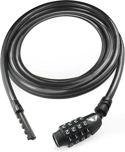 Vista 9 de MARQUE Cable de bloqueo de bicicleta de combinación recta, 3/8 pulgadas (5 pies, 10 pies, 15 pies, 25 pies), bloqueo de combinación reiniciable