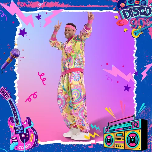Vista 6 de Conjunto deportivo de los años 80 y 90 para hombre, traje de Halloween retro de los años 80 con accesorios de hip-hop