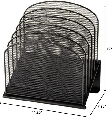 Vista 4 de Safco® Organizador de escritorio de malla de ónix de 5 niveles, 12 pulgadas de alto x 11.25 pulgadas de ancho x 7.25 pulgadas de profundidad, negro