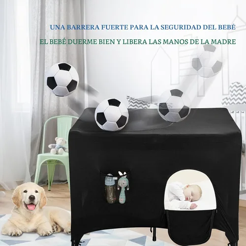 Vista 5 de Pack N Play - Funda opaca Hiaksedt para cuna para empacar y jugar, tienda de campaña opaca transpirable para cuna de viaje, cubierta de red elástica