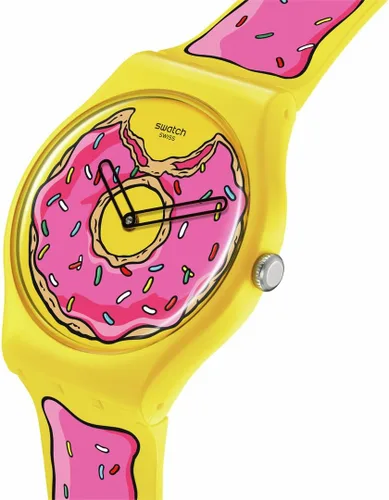 Vista 3 de Swatch Reloj casual de donas de los Simpsons Seconds of Sweetness, Amarillo, Los Simpson