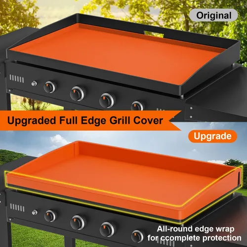 Vista 2 de Funda protectora de silicona para parrilla de 36 pulgadas para Blackstone, protector de parrilla de silicona con borde completo, accesorios