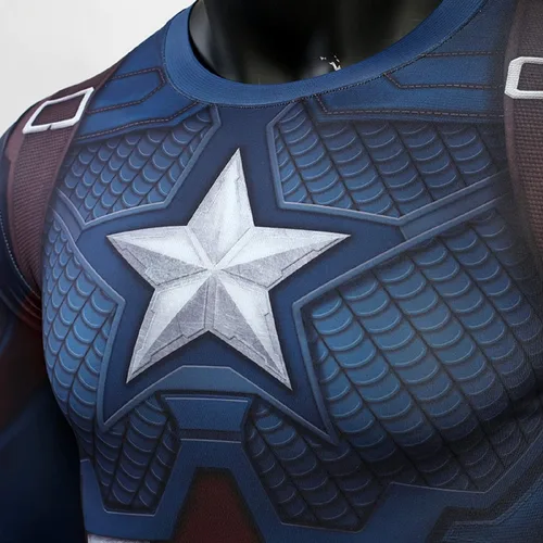 Vista 3 de Camisa de compresión para hombre, camiseta de entrenamiento atlético, estampado 3D, camiseta deportiva de fitness