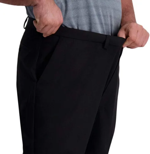 Vista 4 de Haggar Pantalón Cool Right Performance Flex Solid Classic Fit Flat Front para hombre (tallas regulares y grandes y altas), Gris