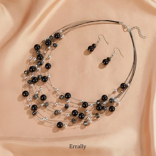 Vista 2 de Collares de perlas en capas para mujer, gargantilla de perlas multicapa, joyería bohemia para mujer, regalos para mamá