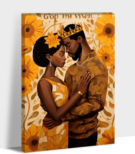 Vista 11 de Arte de pared afroamericano, decoración de rey y reina bailarín negro para sala de estar, arte de pareja de amor negro para dormitorio, lienzo