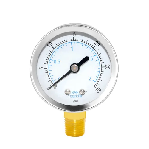 Vista 15 de Joywayus Manómetro de presión 0-30 PSI, latón 1/4" NPT rosca macho montaje inferior, relleno de glicerina, carcasa de acero inoxidable, función