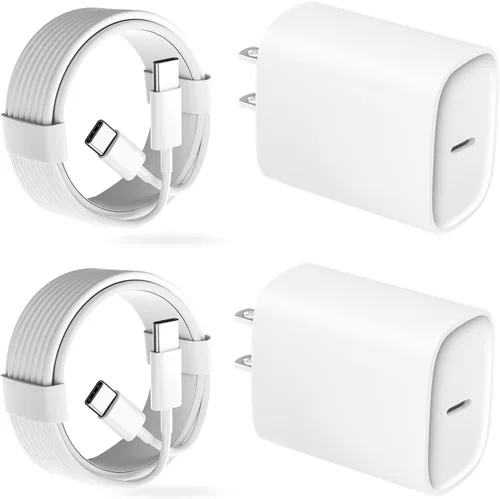 Vista 11 de Cargador para teléfono 17, 16, 15 Pro, carga rápida, 20 W, USB C, bloque de carga rápida con cargadores tipo C de 3 pies de largo, cable de carga