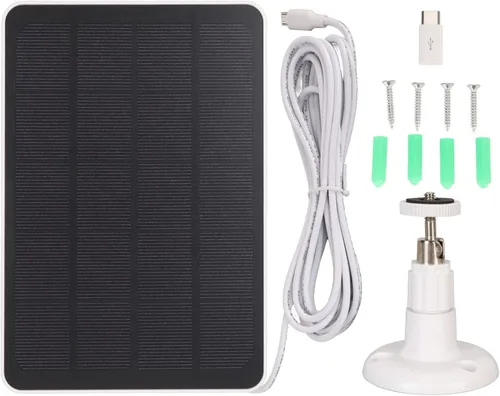 Vista 6 de Panel solar para cámara de seguridad, para cámara de seguridad de 5 V, cargador de cámara impermeable IP65, cámara de vigilancia con batería