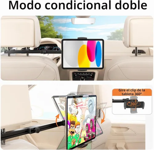 Vista 4 de Soporte universal para tablet para reposacabezas para accesorios de automóvil, hecho de aluminio de grado aeronáutico, soporte universal para tablet
