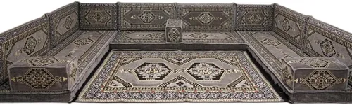 Vista 114 de arabicsofa Sofá en forma de U de estilo árabe para el suelo – Juego de Majlis hecho a mano – Sofá de estilo bohemio