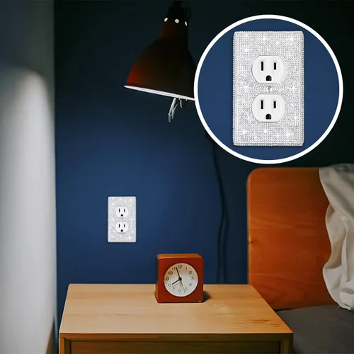 Vista 5 de 2 piezas de diamantes de imitación brillantes para placa de pared, cubierta de interruptor de luz brillante, cubierta de placa de pared de diamante