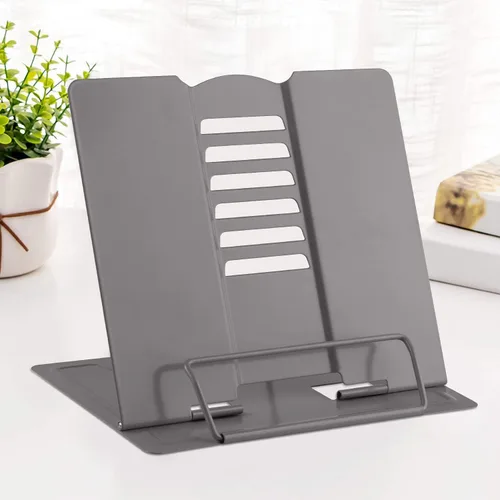 Vista 16 de MSDADA - Soporte de libros de escritorio, soporte de libros de lectura, de metal, ajustable, para libros de cocina, documentos, portátil