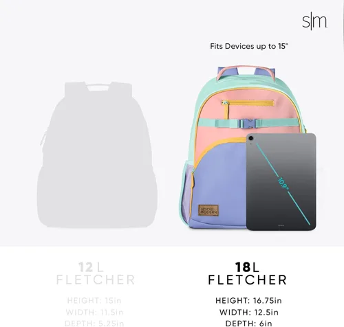 Vista 5 de Simple Modern Mochila grande Nickelodeon Viacom para niños y niñas escolares Mochila primaria para adolescentes Colección Fletcher Niños - 16