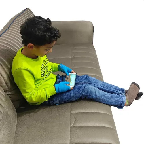 Vista 3 de OFFA Tope de succión de pulgar para niños (de 3 a 6 años) – El kit incluye 2 guantes disuasorios para chupar el pulgar (azul) y folleto guía