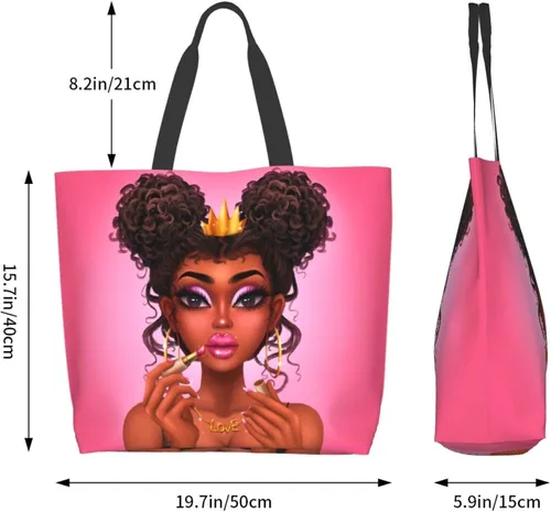 Vista 5 de Bolsas de mano para mujer afroamericana, con asa superior, para gimnasio, viajes, compras