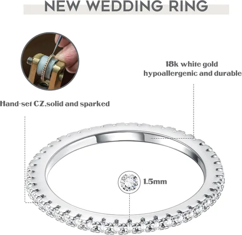 Vista 2 de Diamday Anillo en X chapado en oro de 14 quilates con circonita cúbica brillante apilable, anillos de boda con diamantes de imitación cruzados