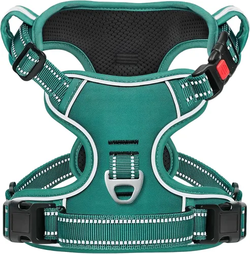 Vista 24 de Timos Arnés para perro de tamaño pequeño, arnés sin tirones para mascotas con cuello a presión bloqueable, chaleco reflectante para perro, sin