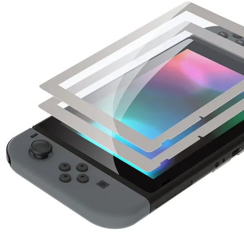 Vista 4 de eXtremeRate Colorful Border Screen Protector + Classics NES Style DIY Replacement Full Set Shell for Nintendo Switch