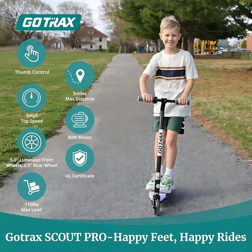 Vista 2 de Gotrax Electric Scooter for Kids 4-7, Max 3 Mile & 6Mph,Thumb Control Negro