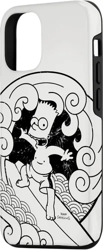 Vista 2 de Funda de madera japonesa para iPhone 15 Los Simpsons Bart Surfing