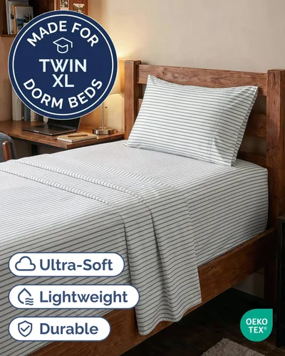 Vista 578 de Extra Deep Twin XL Sheet Set - 3 Piece College Dorm Room - White 01-Blanco